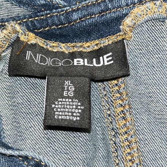 Women's Indigo Blue Side-Panel Skinny Ankle Denim Overalls Maternity Size XL - Picture 6 of 12